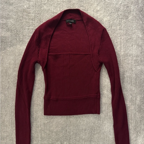INTERMIX Sweaters - INTERMIX Deep Red V-Neck Sweater